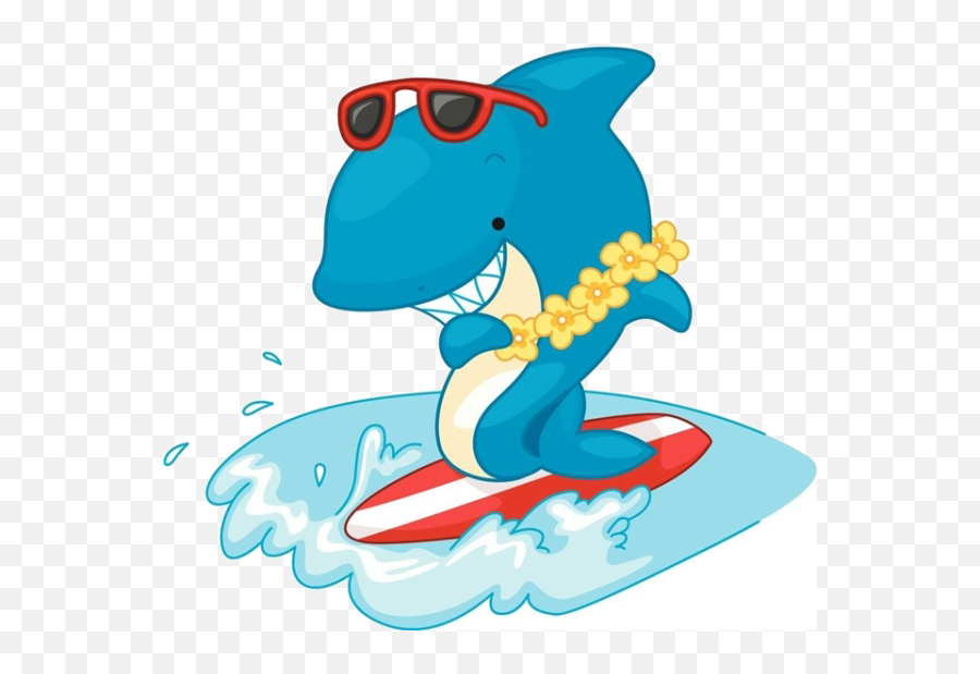 Download Shark Surfing Cartoon Free - Clip Art Emoji,Surfing Clipart