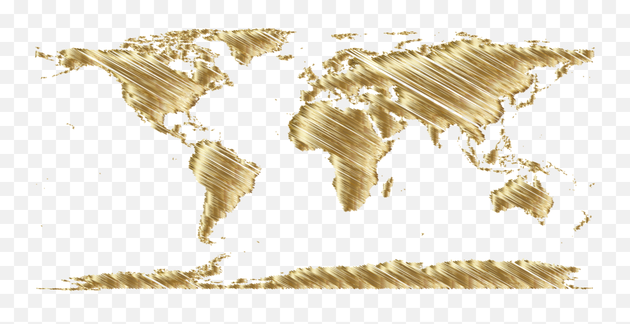 World Map Sketch Gold - Openclipart World Map Gold Png Emoji,World Map Png
