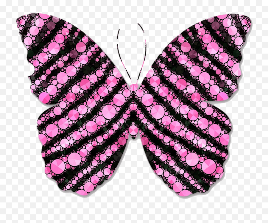 Pink And Black Circles Butterfly Clipart Transparent Png Emoji,Circles Clipart