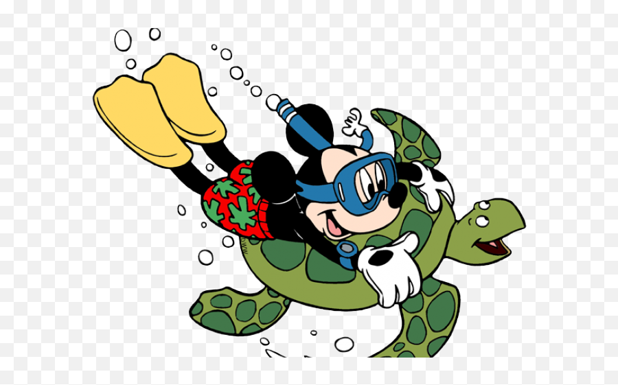 Turtle Clipart Scuba - Mickey Swimming Transparent Cartoon Disney Swimming Clipart Emoji,Mickey Clipart