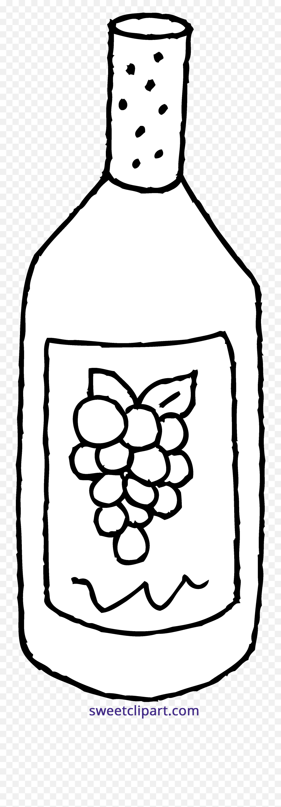 Wine Bottle Clipart Png - Bottle Of Wine Clipart Black And White Emoji,Wine Bottle Clipart
