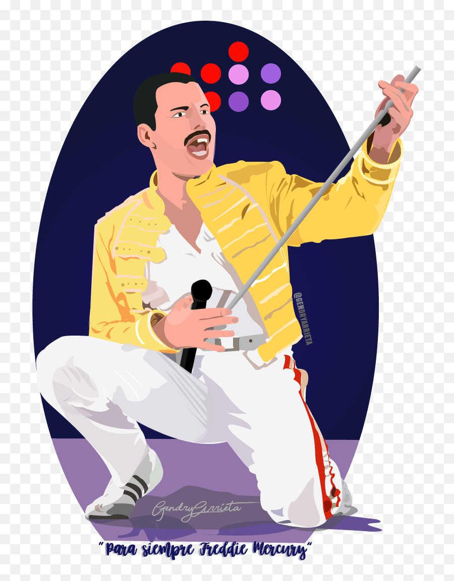 Freddie Mercury Ilustracion - Transparent Freddie Mercury Pose Emoji,Freddie Mercury Png