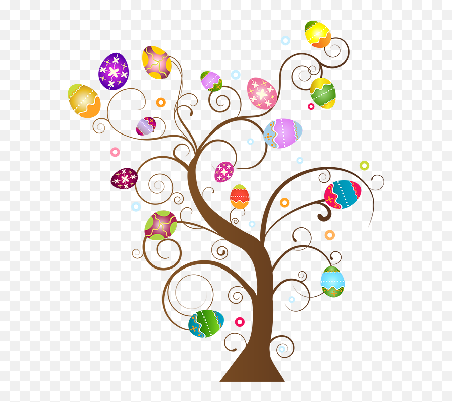 Easter Egg Tree Clipart - Border Free Easter Clipart Emoji,Easter Border Clipart