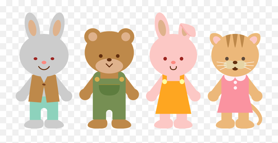 Cute Animal Line Up Clipart - Animal Line Up Cartoon Emoji,Cute Animal Clipart