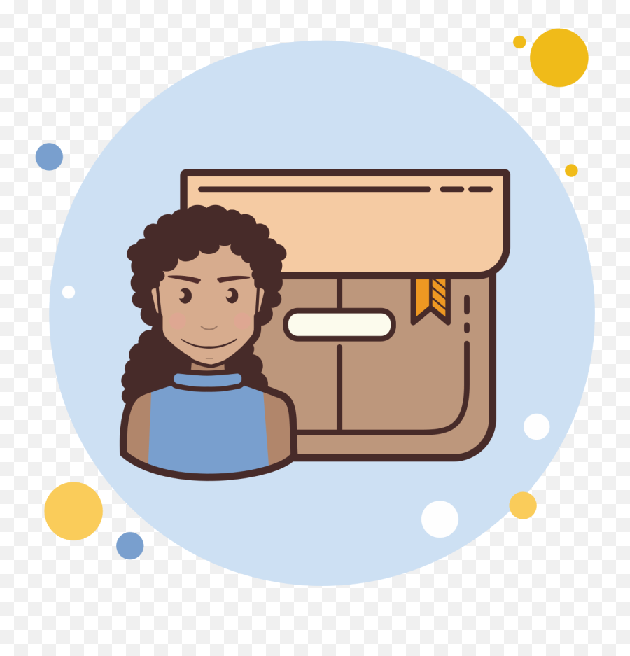 Long Curly Hair Girl Product Box Icon - Glasses Girl Png Emoji,Curly Clipart