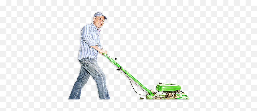 Guy Mowing Lawn Png Png Image With No - Man Mowing The Lawn Png Emoji,Lawn Mower Png