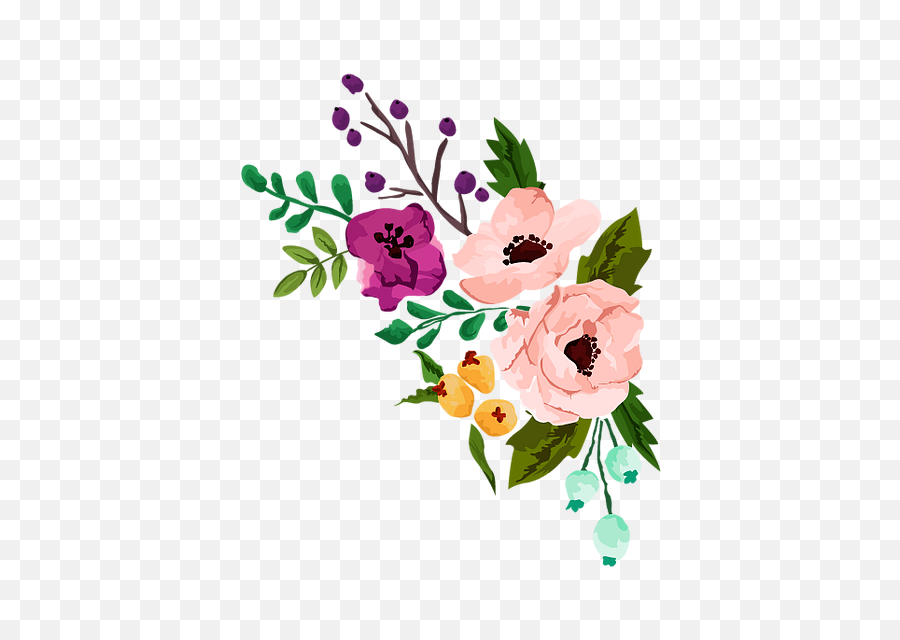 Rustic - Wedding Flowers Clipart Png Emoji,Free Watercolor Flower Clipart
