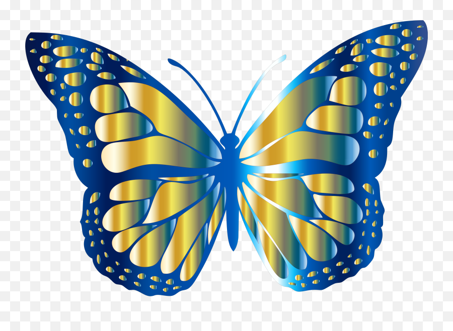 Blue And Gold Monarch Butterfly Vector Emoji,Monarch Clipart