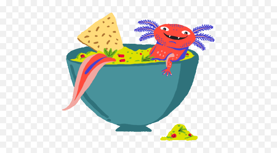 Álvaro In Bowl Of Guacamole Sticker - Álvaro El Axolotl Emoji,Salamander Clipart