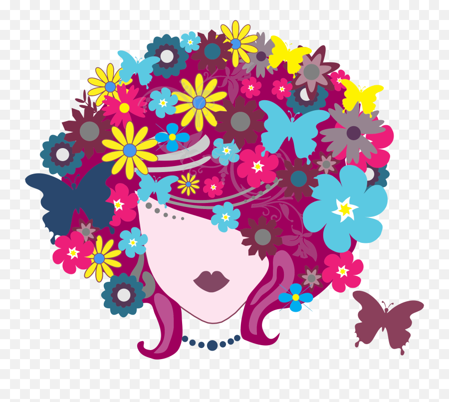 Woman Clipart Flower - Hair Flower Vector Png Emoji,Women Clipart