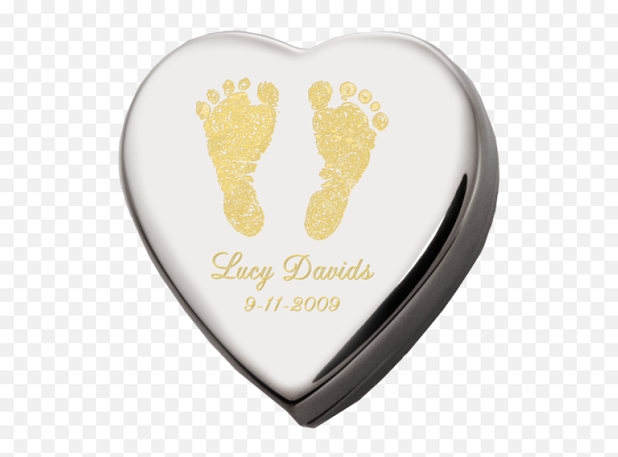 Baby Urn Keepsake Custom Baby Feet And Text Cremation Heart Box - Baby Cremation Urns Emoji,Baby Feet Png