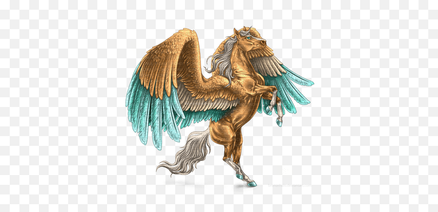 Pegasus Bp Gold Teal Winged Horse - Picmix Emoji,Winged Horse Logo