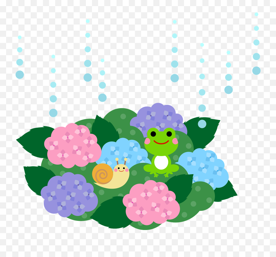 Rain Is Coming Down On Hydrangeas Frog Snail Clipart Free Emoji,Hydrangea Clipart