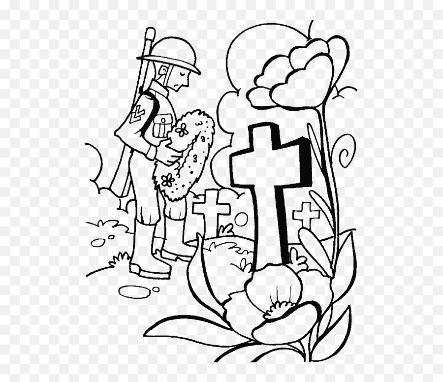 A Visit To The Tomb On Memorial Day Coloring For Kids Emoji,Happy Memorial Day Clipart