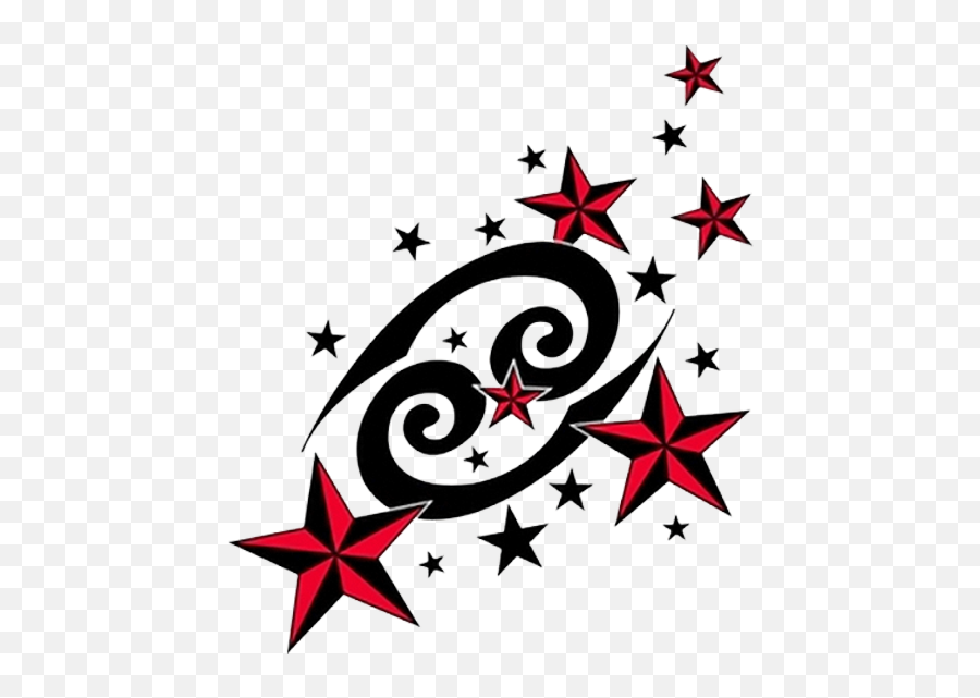 Red Nautical Stars And Cancer Zodiac Tattoo Design Pictures Emoji,Tattoo Design Png