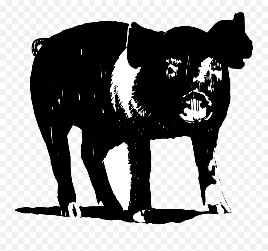 Black And White Pig Clip Art - Real Hog Black And White Emoji,Pig Clipart Black And White