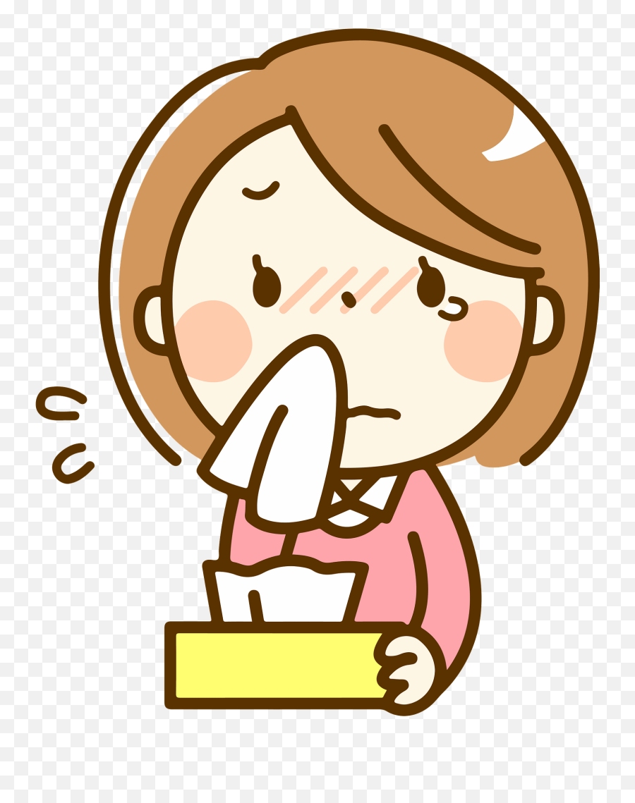 Woman Is Wiping Her Runny Nose Clipart - Wipe Nose Clipart Emoji,Nose Clipart