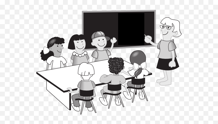 Free Clip Art - Clip Art Of Class Room Black And White Emoji,Discussion Clipart