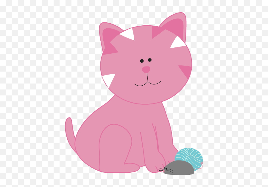 Library Of Yarn And Cat Picture Black And White Download Png - Pink Cat Clipart Emoji,Cat Clipart