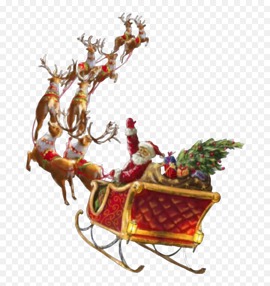 Santa Sleigh Png Clipart - Santa Sleigh Png Emoji,Santa Sleigh Clipart