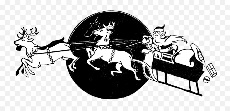 Reindeer Clipart - Santa And His Reindeer Transparent Png Emoji,Reindeer Clipart