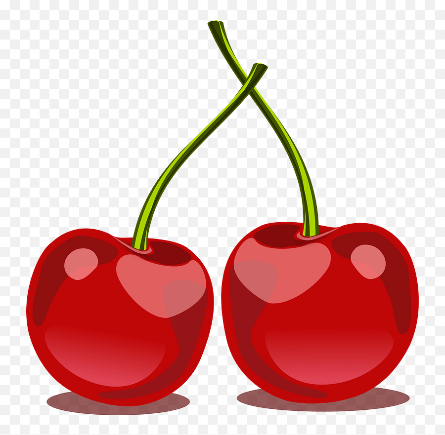 Two Long Stemmed Cherries Clipart - Fruit Cherry Clipart Png Emoji,Cherries Clipart