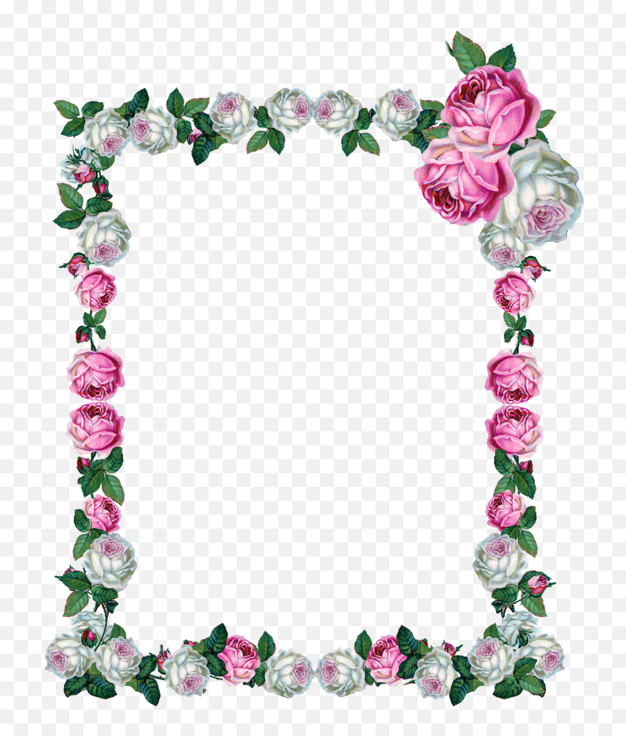 Free Digital Vintage Rose Frame Png Clipart - Full Size Emoji,Vintage Roses Png