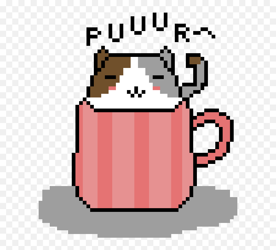 Cat In A Coffee Cup - Pixel Clipart Full Size Clipart Emoji,Cute Coffee Clipart