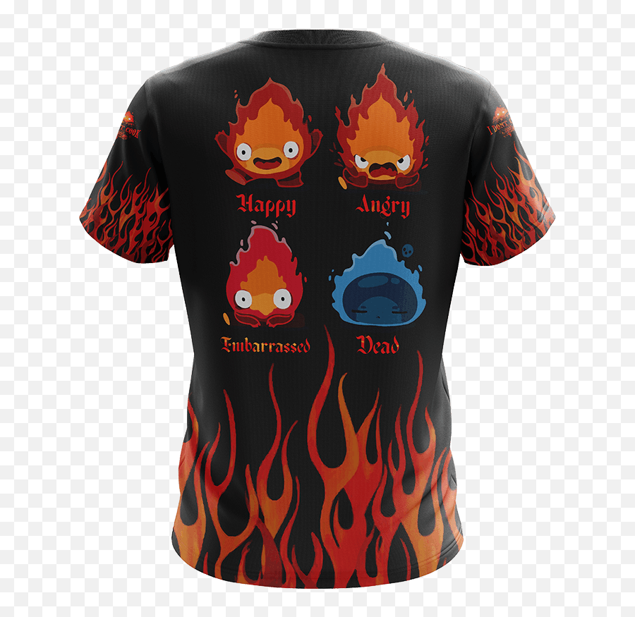 Howlu0027s Moving Castle Calcifer Fire Demon Unisex 3d T - Shirt Emoji,Howl's Moving Castle Png