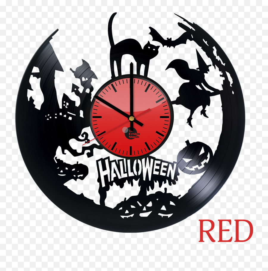 Halloween Night Handmade Vinyl Record Wall Clock Modern Design Emoji,Clock Logo