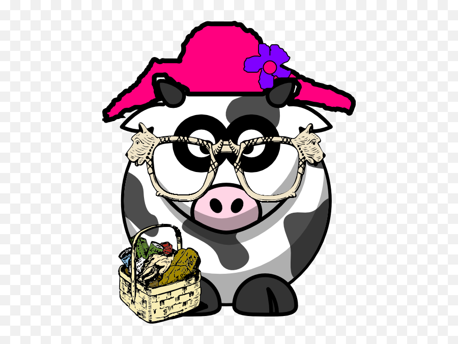 Grandma Cow Clip Art At Clker - Cow Clker Drawing Head Cartoon Moo Cattle Emoji,Grandma Clipart