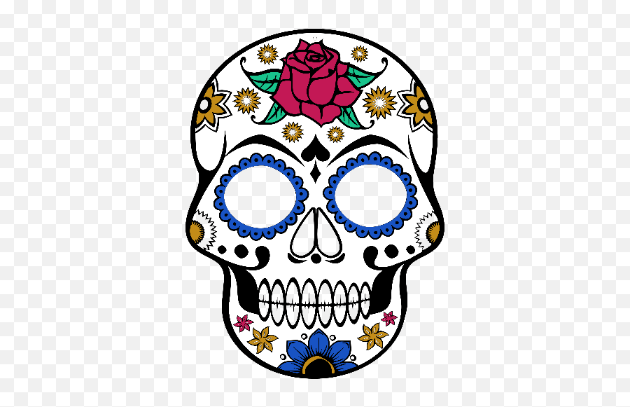 Sugar Skull Emoji,Day Of The Dead Flowers Clipart