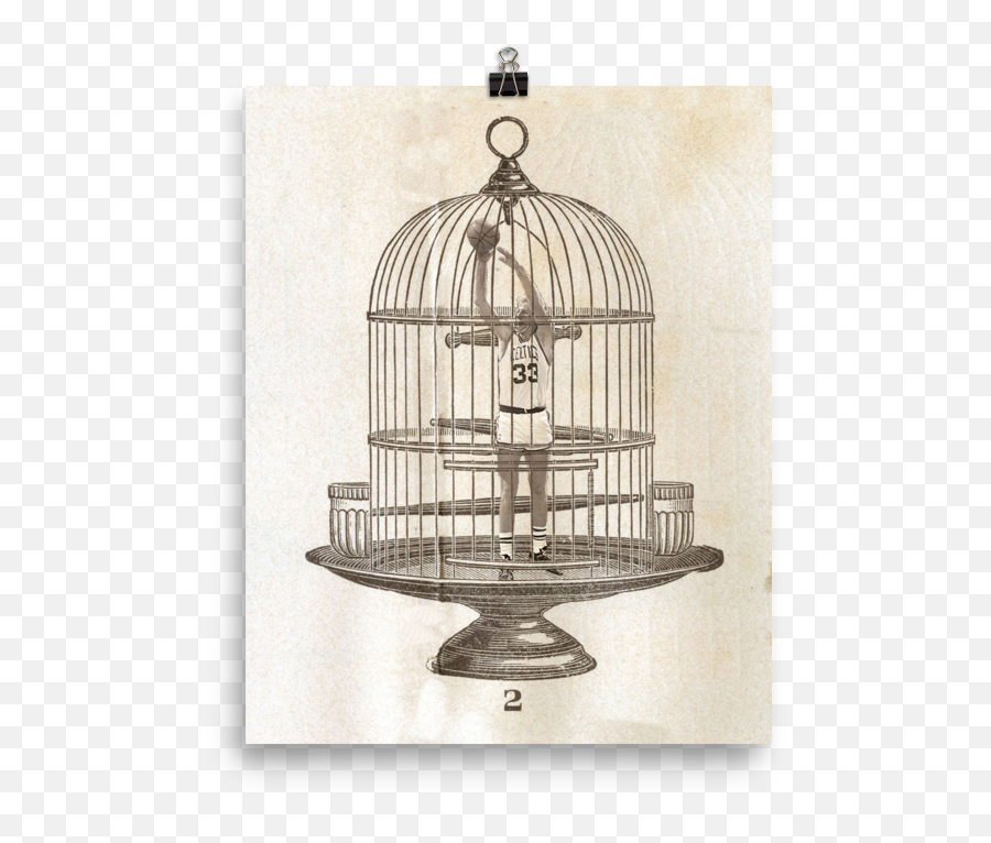 Download Hd Larry Bird In A Cage By Johnny Hollick - Flying Emoji,Larry Bird Png