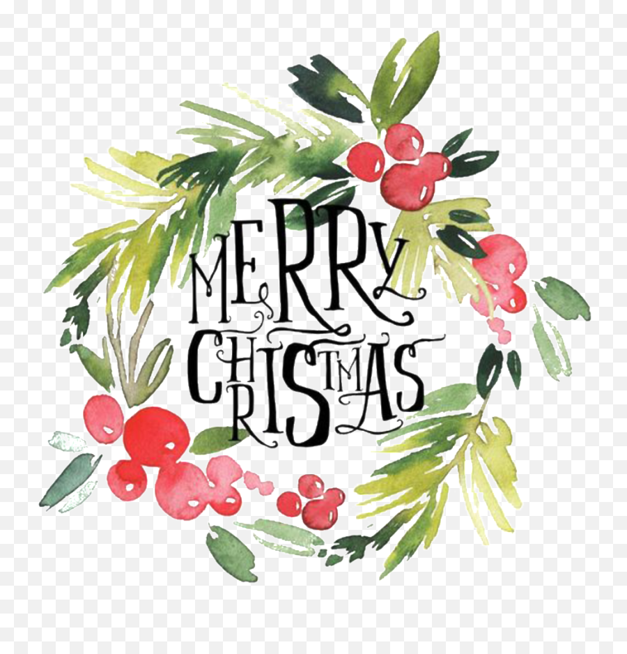 Southeast Asian Style Hand Drawn Garland Decorative - Merry Merry Christmas Watercolor Png Emoji,Christmas Wreath Clipart