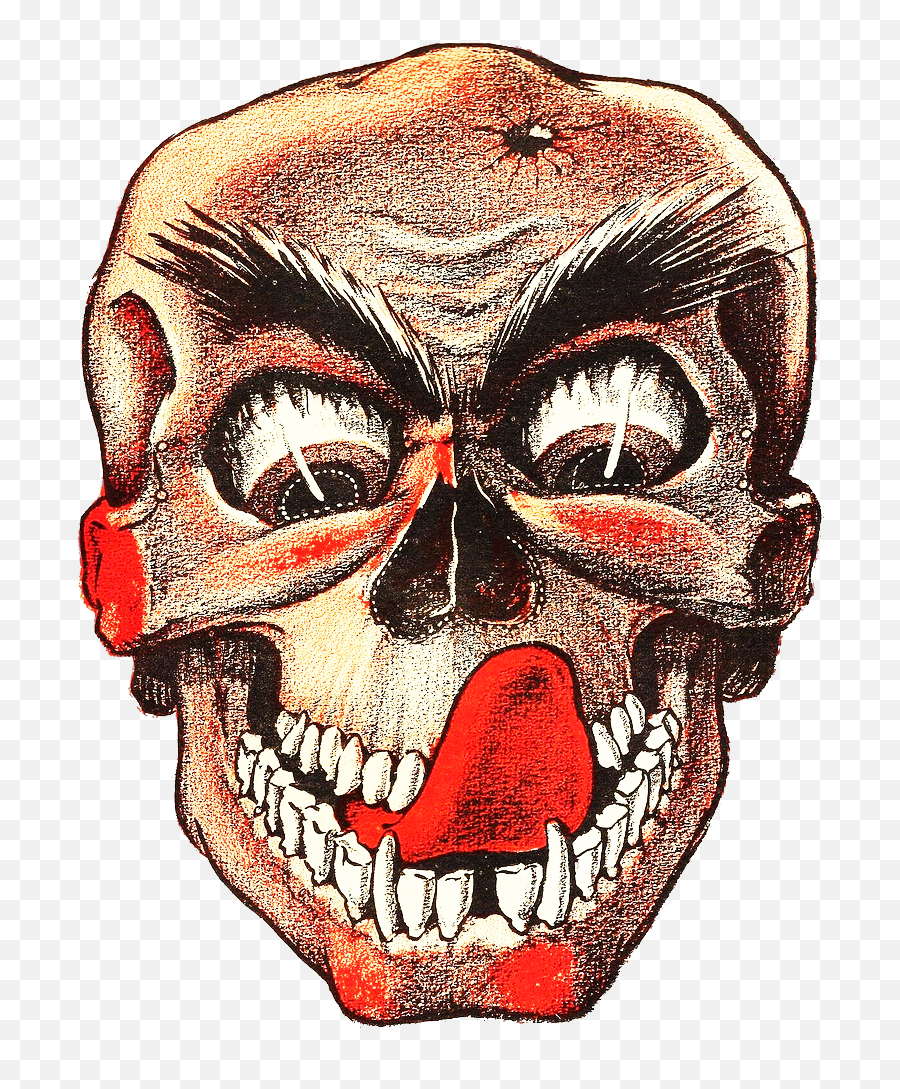 Scary Skulls Png U0026 Free Scary Skullspng Transparent Images - Vintage Halloween No Background Emoji,Scull And Crossbones Clipart