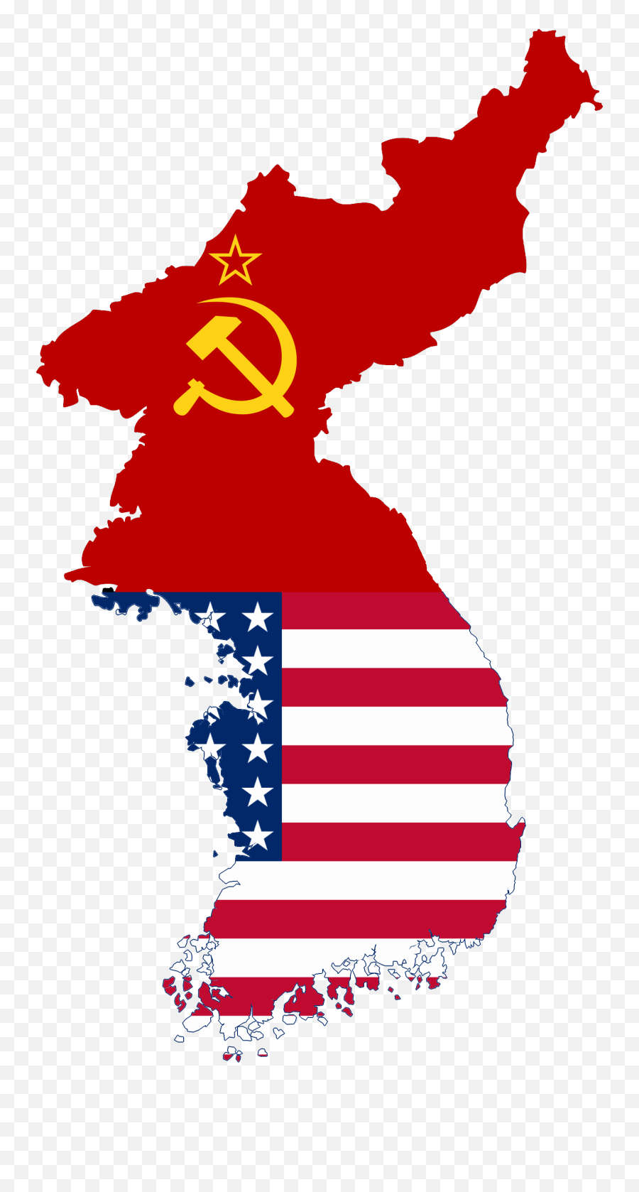Flag Map Of Divided Korea - North Korea Black Map Emoji,Korean Flag Png
