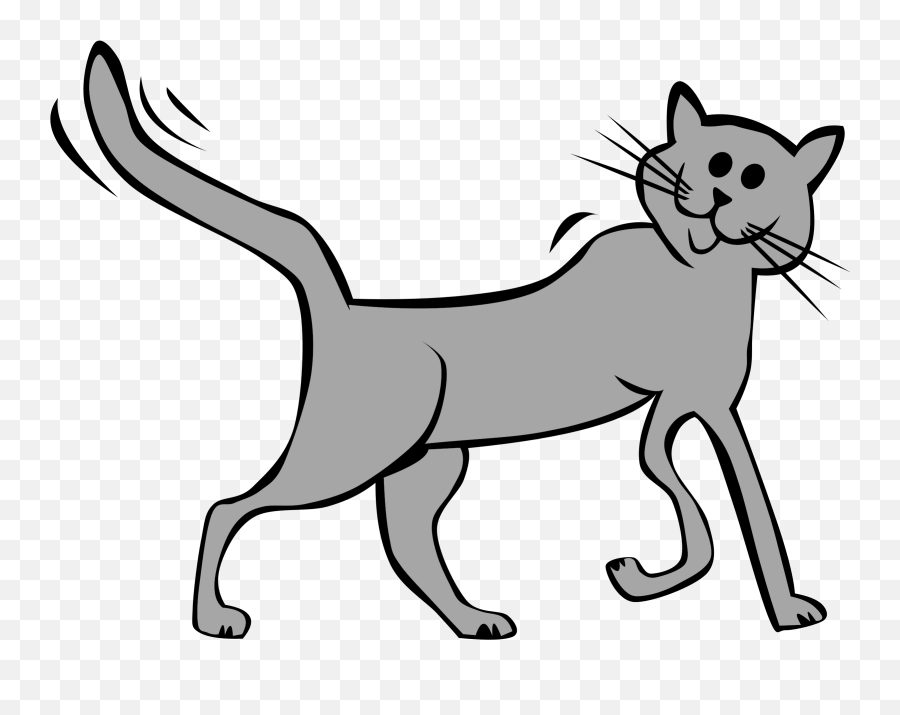 Tail Clipart Big Cat - Walking Cat Png Cartoon Emoji,Cat Tail Clipart