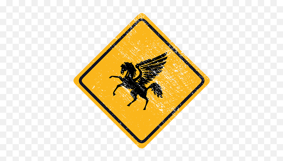 Pegasus The Winged Horse Crossing Xing Street Sign T - Shirt Emoji,Winged Horse Logo
