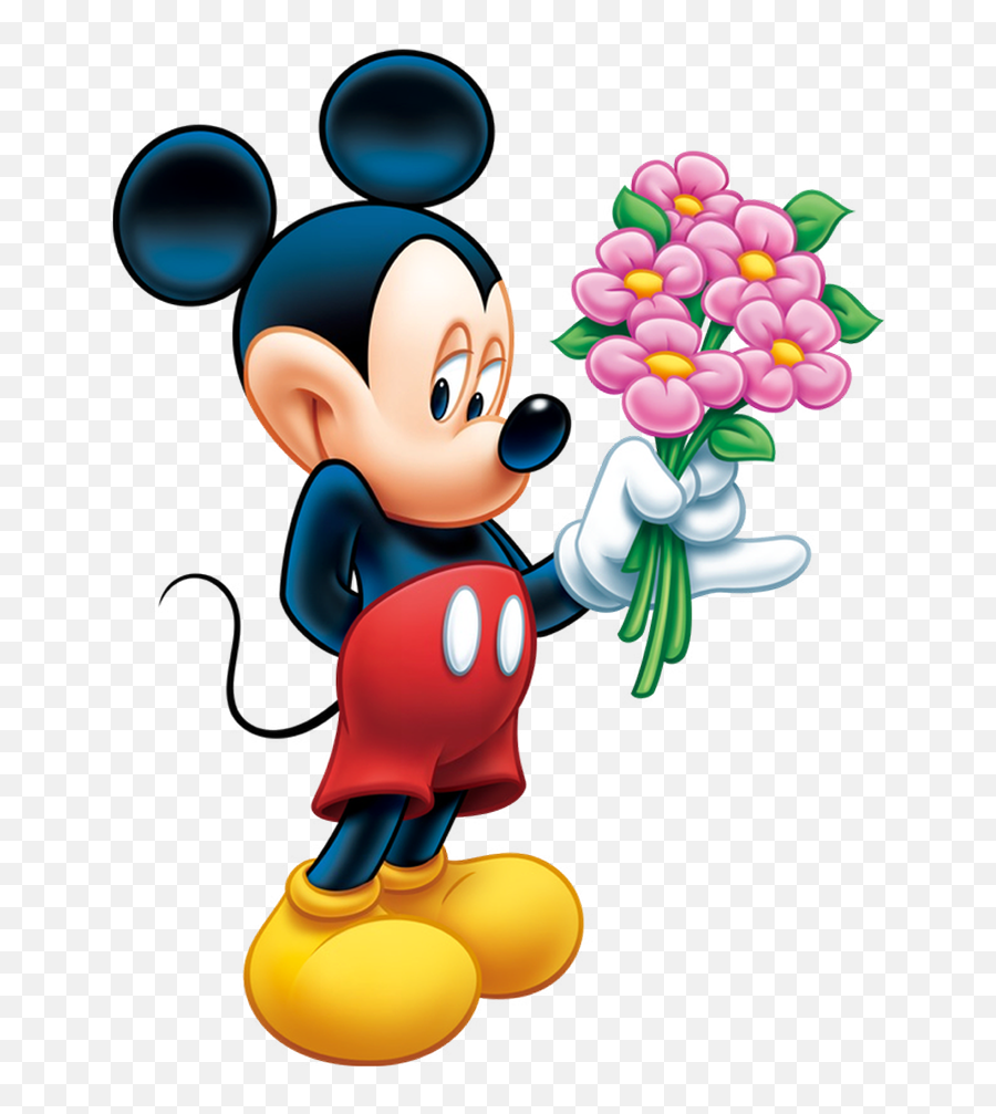 Clipart Of Url - Good Job Mickey Mouse Transparent Cartoon Mickey Mouse With Flowers Emoji,Good Job Clipart