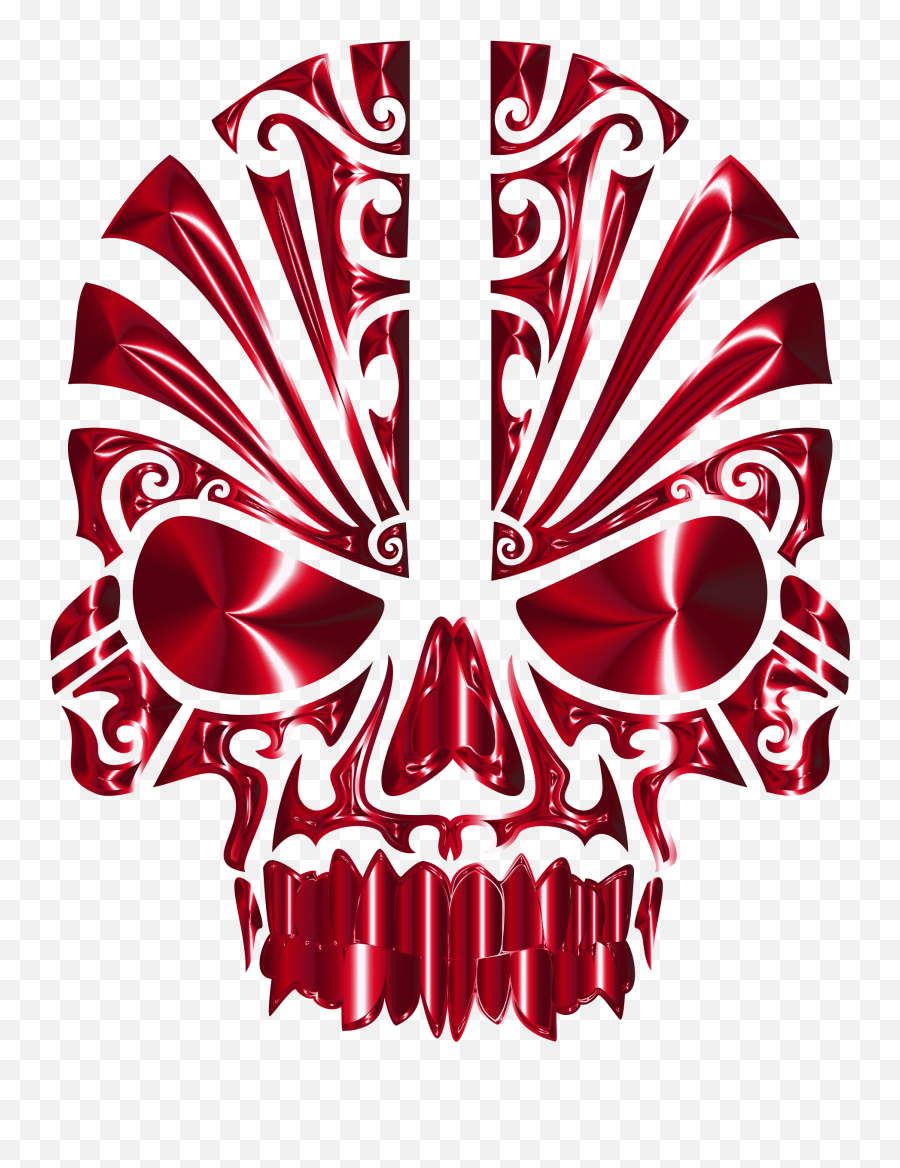 Tribal Skull Silhouette 2 Crimson - Tribal Skull Silhouette Emoji,Skulls Png