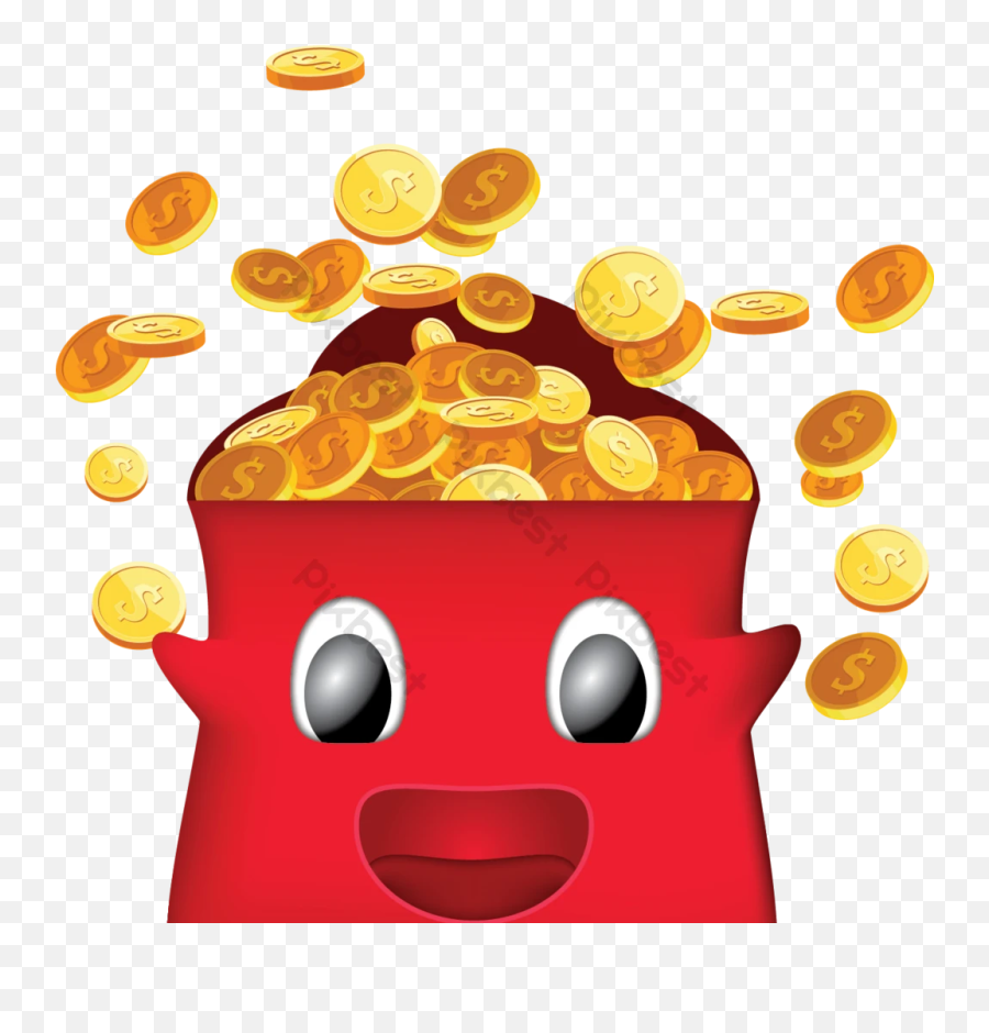 Three - Dimensional Red Envelope Full Of Gold Coins Excited Happy Emoji,Jumping Png