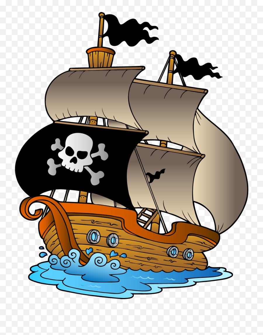 Sailing Ship Clipart Pizza - Pirate Ship Clipart Png Emoji,Ship Clipart