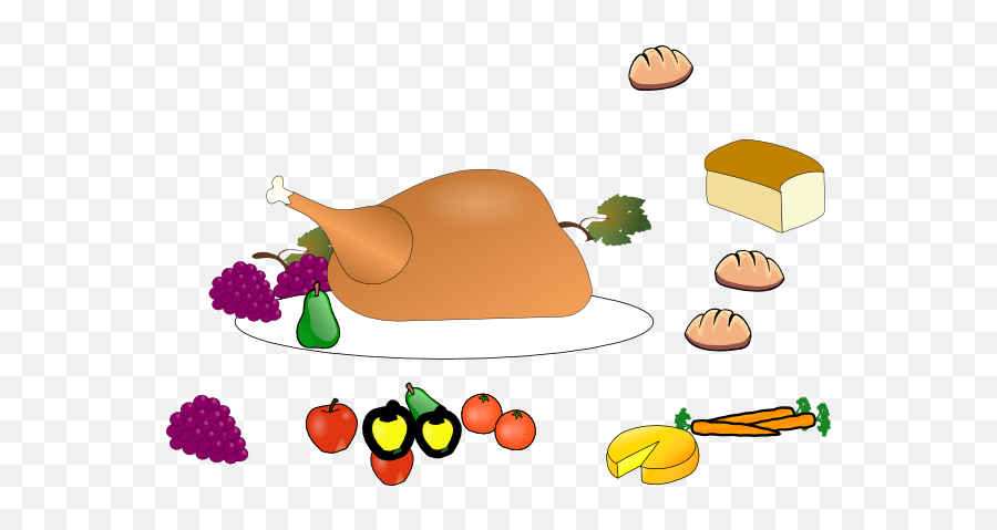 Dinner Thanksgiving Table With Food - Grape Cartoon Emoji,Food Clipart