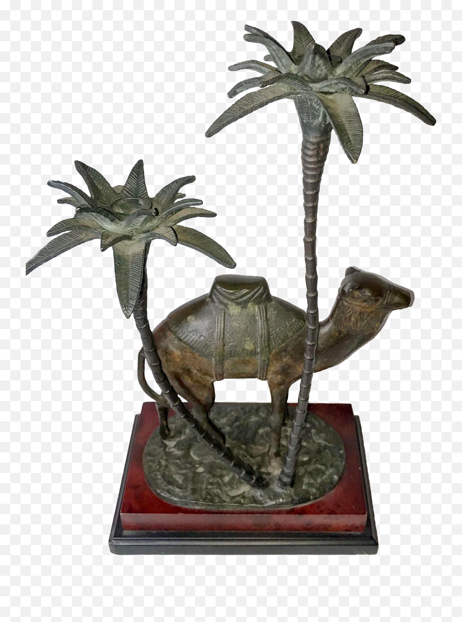 1920s Bronze Palm Tree U0026 Camel Candle Holder Emoji,Two Palm Trees Logo