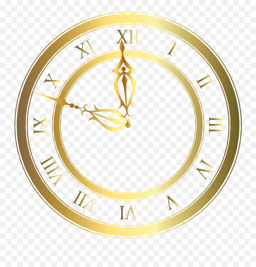 Golden Christmas Clock Png Clipart - Golden Clock Png Golden Clock Png Emoji,Christmas Background Clipart