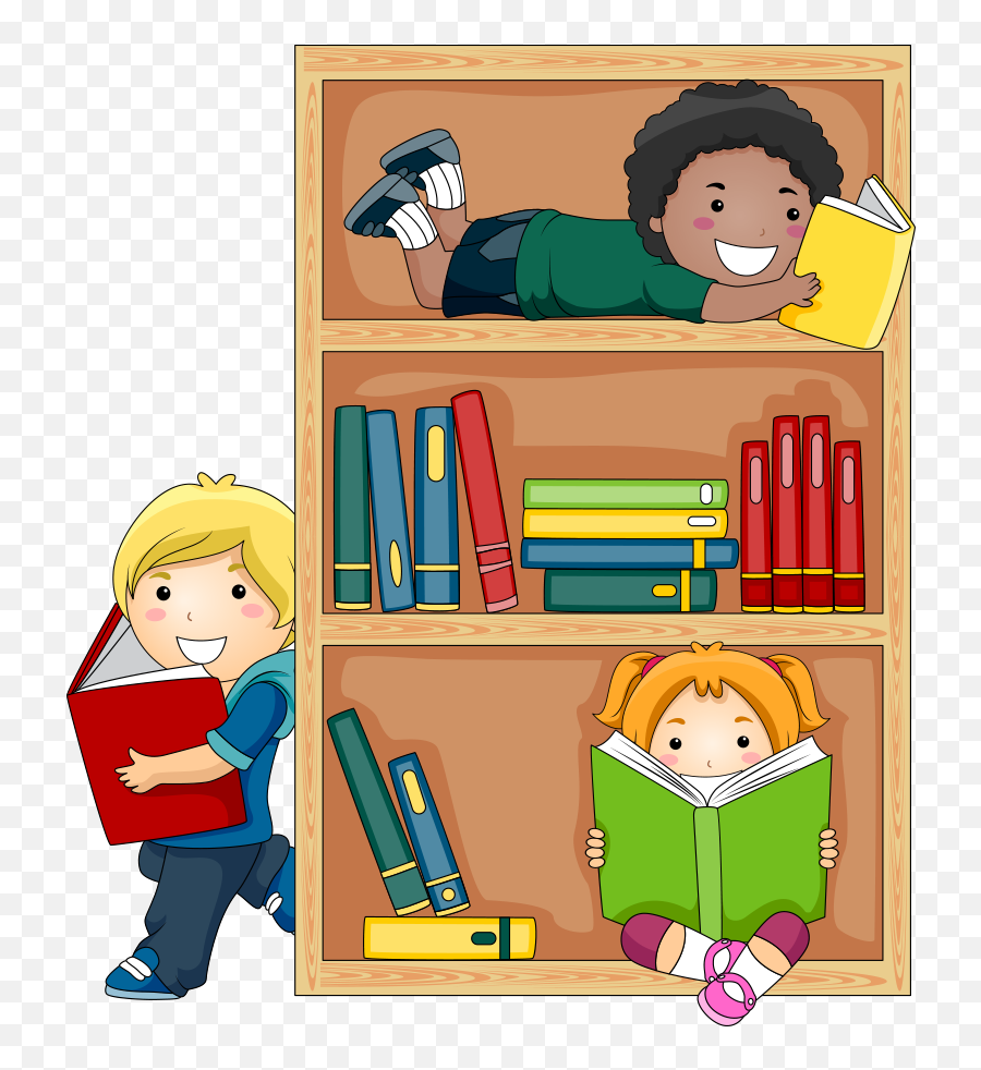 Download Student Reading Public Library - Library Books Kids Clipart Emoji,Children Reading Clipart