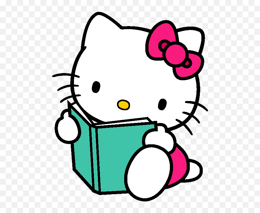 Hello Kitty Reading Books Transparent - Hello Kitty With Books Emoji,Hello Kitty Transparent