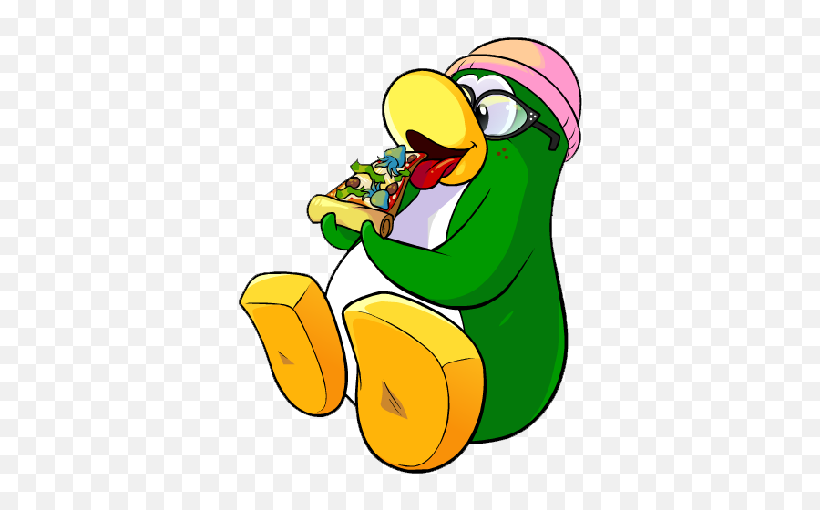 Download Hd Aunt Arctic Eating Pizza Clipart - Pizza Clip Club Penguin Penguin Eat Emoji,Pizza Clipart