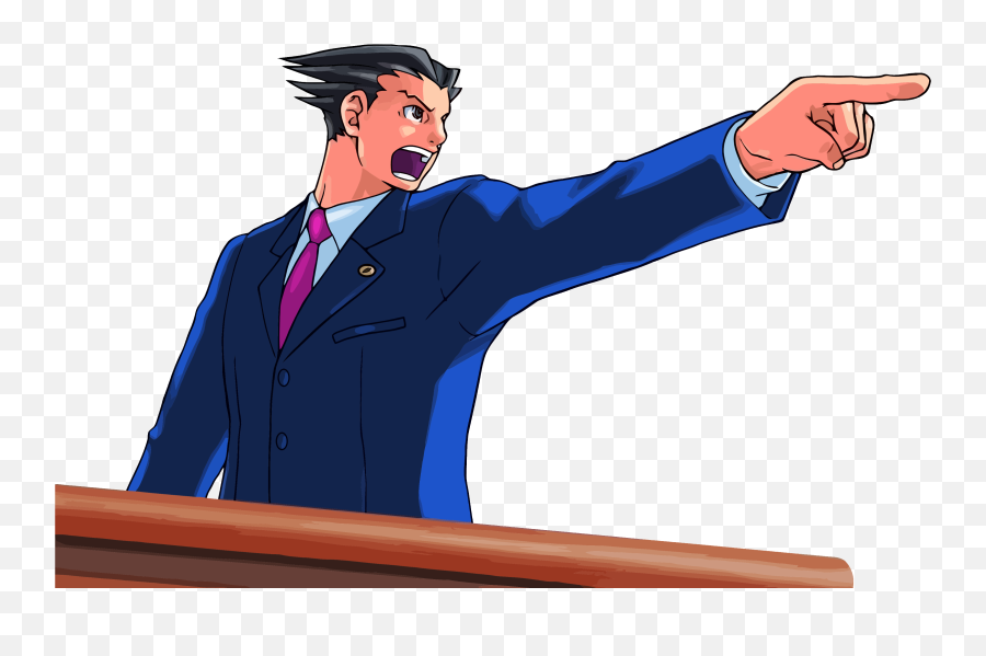 Ace Attorney Man Pointing Transparent Png Png Play Emoji,Phoenix Transparent Background