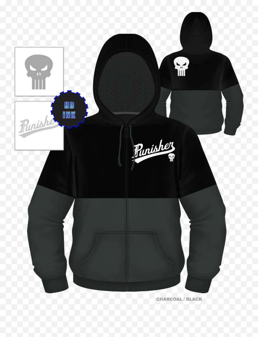 Mad Engine - Marvel All Hail The Punisher Skull Hd Ink Colorblock Zip Up Sweatshirt Hoodie Walmartcom Hooded Emoji,Punisher Logo